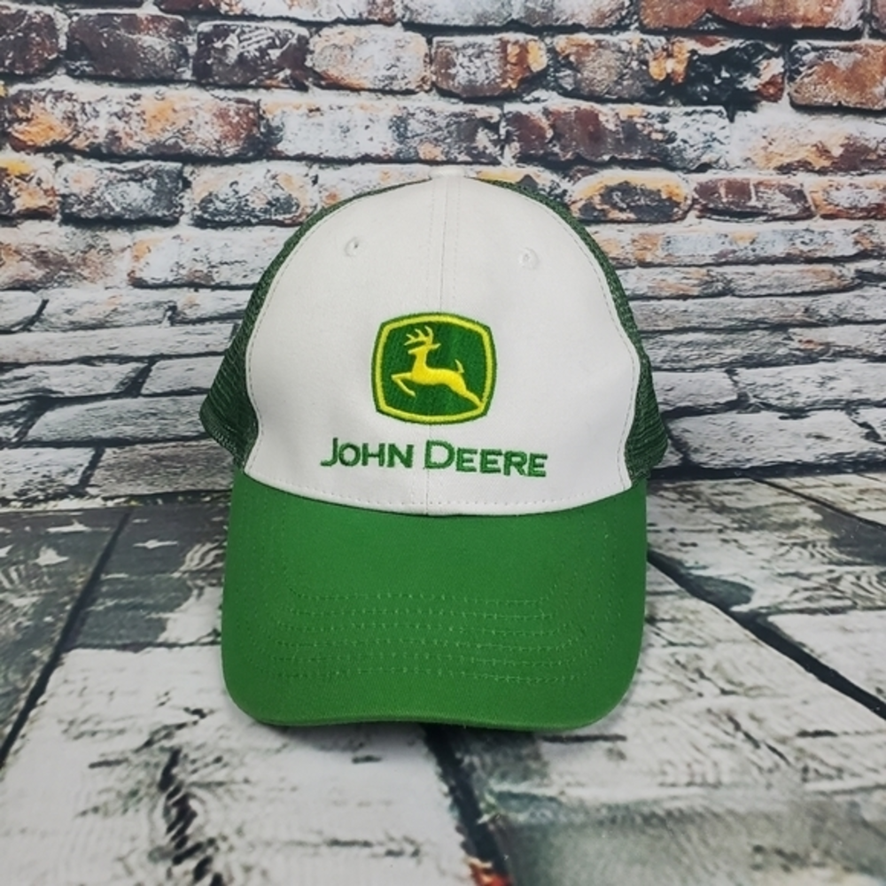 John Deere Green/White Mesh Snapback Cap‎